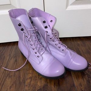 Lilac combat boots